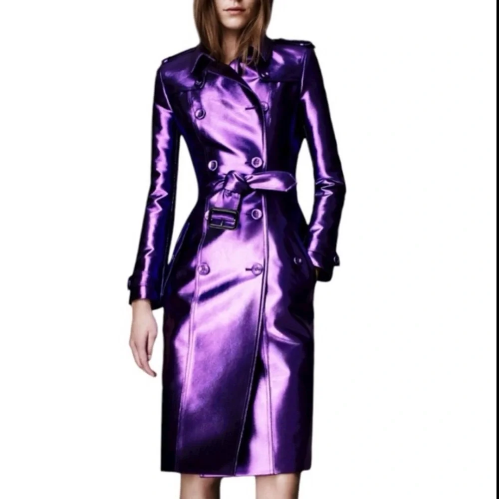 Burberry Prorsum Purple Metallic Trench Coat Runway Collection SUPER RARE 42/ L - Picture 15 of 15